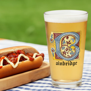 Verlichtingsbrief B (middeleeuws blauw en rood) Glas