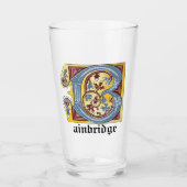 Verlichtingsbrief B (middeleeuws blauw en rood) Glas (Voorkant)