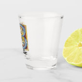 Verlichtingsbrief B (middeleeuws blauw en rood) Shot Glas (Rechts)