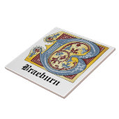 Verlichtingsbrief B (middeleeuws blauw en rood) Tegeltje (Zijkant)