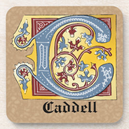 Verlichtingsbrief C (middeleeuws blauw en rood) Bier Onderzetter