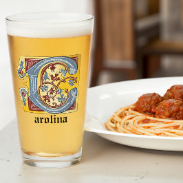 Verlichtingsbrief C (middeleeuws blauw en rood) Glas