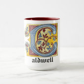 Verlichtingsbrief C (middeleeuws blauw en rood) Mok (Midden)