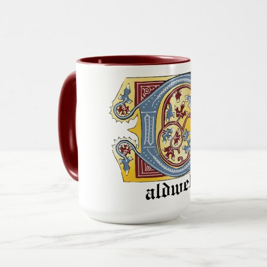 Verlichtingsbrief C (middeleeuws blauw en rood) Mok (Voorkant links)