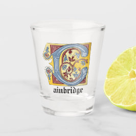 Verlichtingsbrief C (middeleeuws blauw en rood) Shot Glas