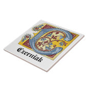 Verlichtingsbrief C (middeleeuws blauw en rood) Tegeltje (Zijkant)