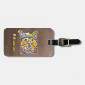 Verlichtingsbrief D (middeleeuws blauw en rood) Bagagelabel (Voorkant horizontaal)