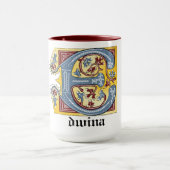 Verlichtingsbrief E (middeleeuws blauw en rood) Mok (Midden)