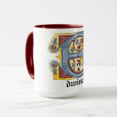 Verlichtingsbrief E (middeleeuws blauw en rood) Mok (Voorkant links)