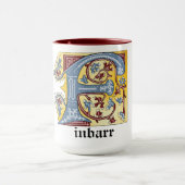 Verlichtingsbrief F (middeleeuws blauw en rood) Mok (Midden)