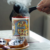 Verlichtingsbrief F (middeleeuws blauw en rood) Mok