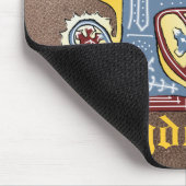 Verlichtingsbrief F (middeleeuws blauw en rood) Muismat (Hoek)