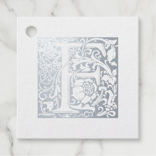 Verlichtingsbrief F Monogram zilver Jubileum Bedankjes Labels (Voorkant)