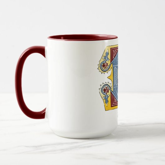 Verlichtingsbrief G (middeleeuwen blauw en rood) Mok (Links)