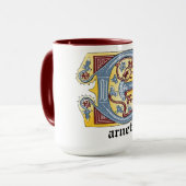 Verlichtingsbrief G (middeleeuwen blauw en rood) Mok (Voorkant links)