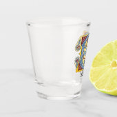 Verlichtingsbrief G (middeleeuwen blauw en rood) Shot Glas (Links)