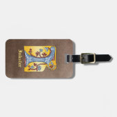 Verlichtingsbrief I (middeleeuws blauw en rood) Bagagelabel (Voorkant horizontaal)