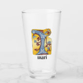 Verlichtingsbrief I (middeleeuws blauw en rood) Glas (Voorkant)