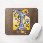 Verlichtingsbrief I (middeleeuws blauw en rood) Muismat (Met muis)