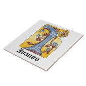 Verlichtingsbrief I (middeleeuws blauw en rood) Tegeltje (Zijkant)