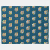 Verlichtingsbrief J (middeleeuws blauw en rood) Fleece Deken (Voorkant (Horizontaal))