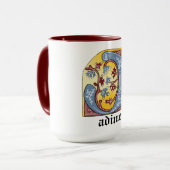 Verlichtingsbrief J (middeleeuws blauw en rood) Mok (Voorkant links)