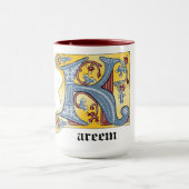 Verlichtingsbrief (K) voor middeleeuws blauw en ro Mok (Midden)