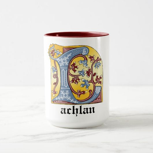 Verlichtingsbrief L (middeleeuws blauw en rood) Mok (Midden)