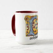 Verlichtingsbrief L (middeleeuws blauw en rood) Mok (Voorkant links)