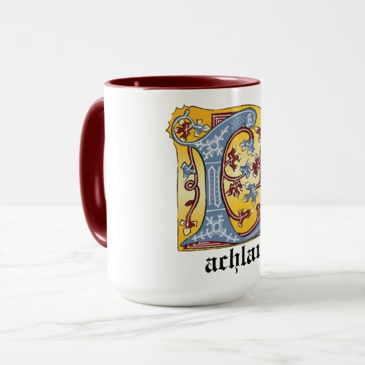 Verlichtingsbrief L (middeleeuws blauw en rood) Mok (Voorkant links)