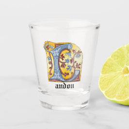 Verlichtingsbrief L (middeleeuws blauw en rood) Shot Glas