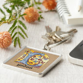 Verlichtingsbrief L (middeleeuws blauw en rood) Sleutelhanger (Zijkant)