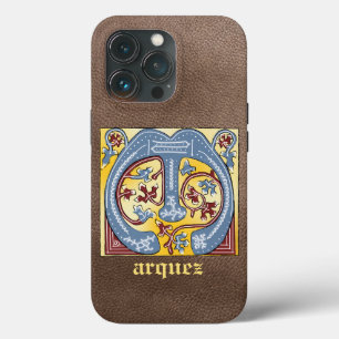 Verlichtingsbrief M (middeleeuws blauw en rood) Case-Mate iPhone Case