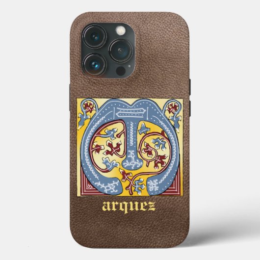 Verlichtingsbrief M (middeleeuws blauw en rood) Case-Mate iPhone Case (Achterkant)