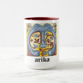 Verlichtingsbrief M (middeleeuws blauw en rood) Mok (Midden)