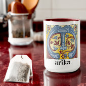 Verlichtingsbrief M (middeleeuws blauw en rood) Mok