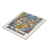 Verlichtingsbrief M (middeleeuws blauw en rood) Tegeltje (Zijkant)