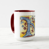 Verlichtingsbrief N (middeleeuws blauw en rood) Mok (Voorkant links)