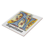 Verlichtingsbrief N (middeleeuws blauw en rood) Tegeltje (Zijkant)