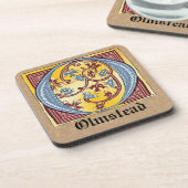 Verlichtingsbrief O (middeleeuws blauw en rood) Bier Onderzetter (Linkerzijde)