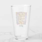 Verlichtingsbrief O (middeleeuws blauw en rood) Glas (Achterkant)