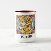 Verlichtingsbrief O (middeleeuws blauw en rood) Mok (Midden)