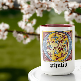 Verlichtingsbrief O (middeleeuws blauw en rood) Mok