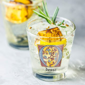 Verlichtingsbrief O (middeleeuws blauw en rood) Shot Glas