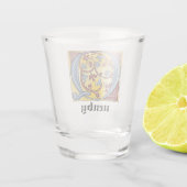 Verlichtingsbrief Q voor middeleeuws blauw en rood Shot Glas (Achterkant)