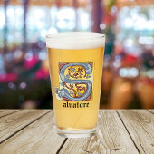 Verlichtingsbrief S (middeleeuwen blauw en rood) Glas