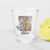 Verlichtingsbrief S (middeleeuwen blauw en rood) Shot Glas (Voorkant)
