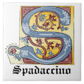 Verlichtingsbrief S (middeleeuwen blauw en rood) Tegeltje (Voorkant)