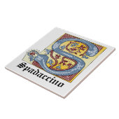 Verlichtingsbrief S (middeleeuwen blauw en rood) Tegeltje (Zijkant)