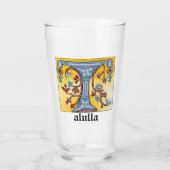 Verlichtingsbrief T (middeleeuwen blauw en rood) Glas (Voorkant)